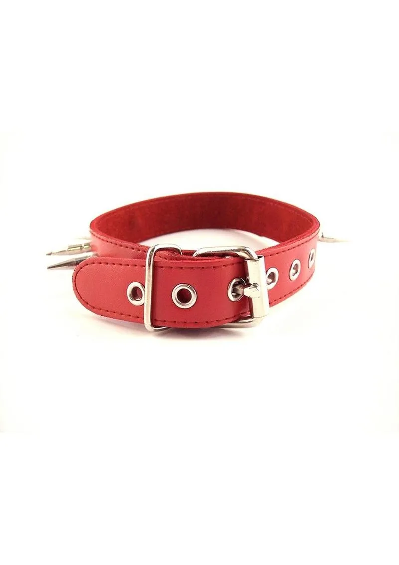 Rouge Adjustable Leather Spiked Collar