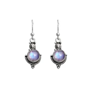 Round Moonstone Dangle Earrings