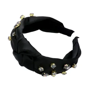 Round Teardrop Stone Embellished Burnout Knot Headband