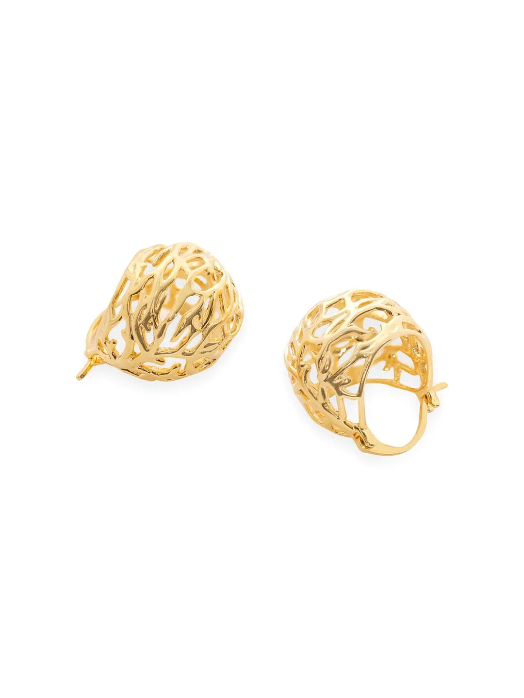 Rubans Voguish Golden Radiance: Gold Tone Hoop Earrings