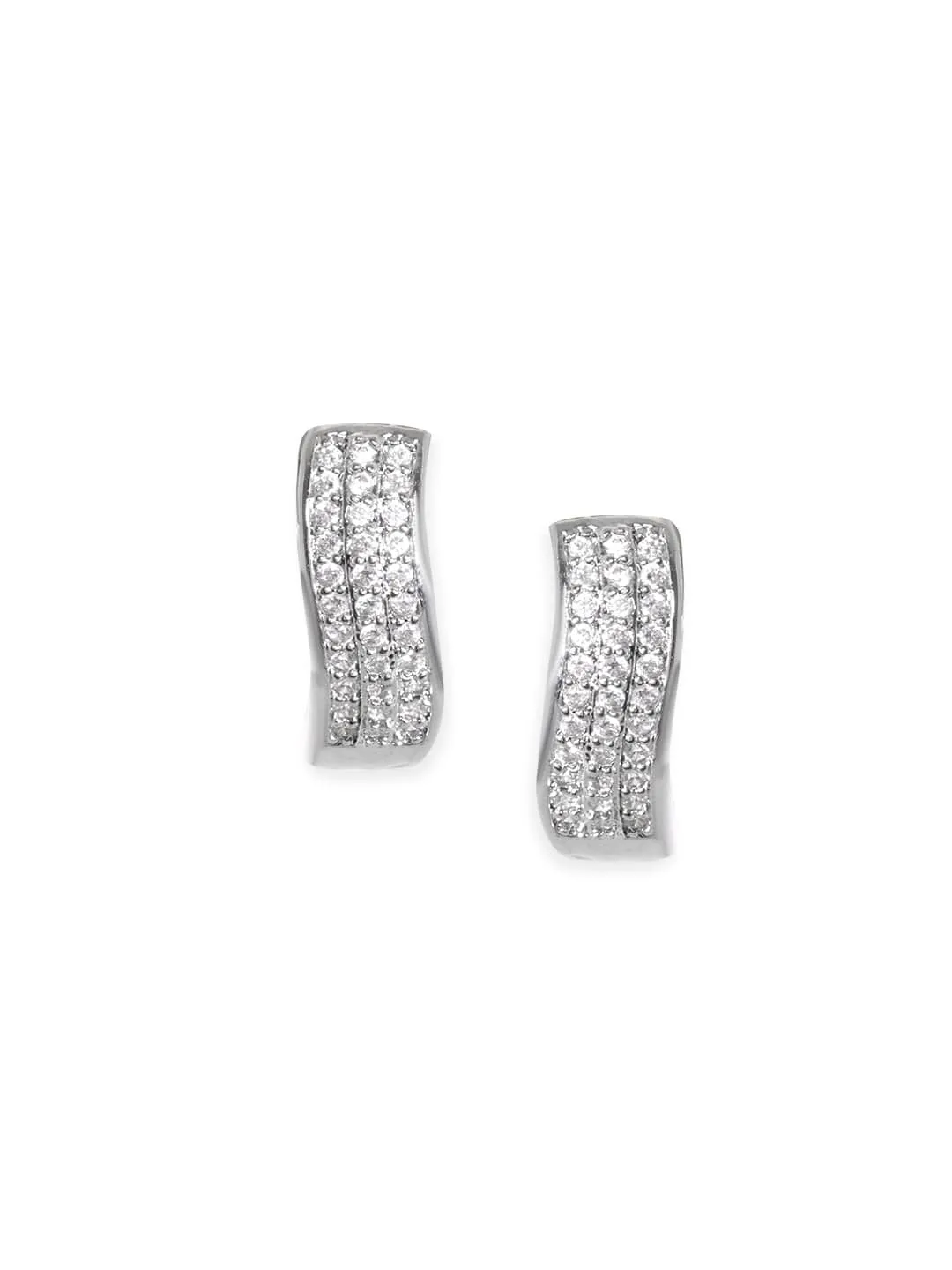 Rubans Voguish Silver-Toned Geometric Hoop Earrings