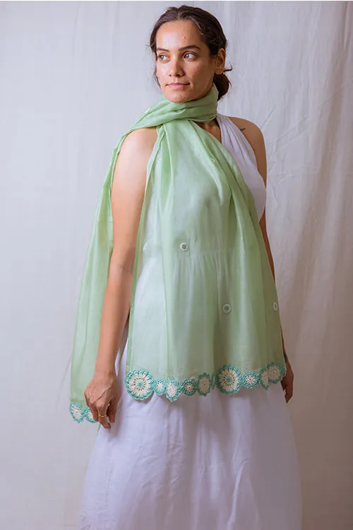 Samoolam Handmade Crochet Juhi Stole Sage