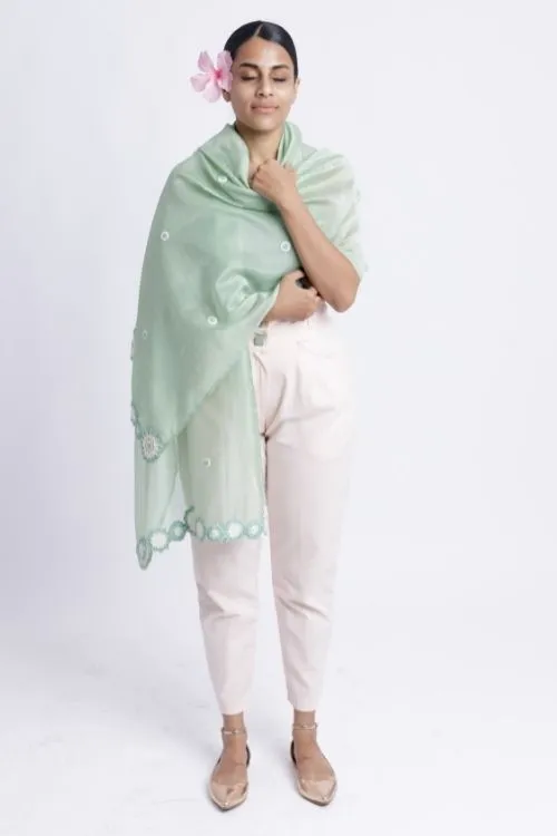 Samoolam Handmade Crochet Juhi Stole Sage