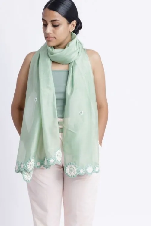 Samoolam Handmade Crochet Juhi Stole Sage