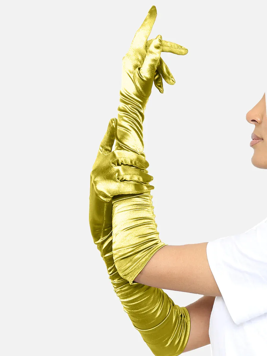 Satin Ruched Top Long Gloves - Elegance in Every Gesture