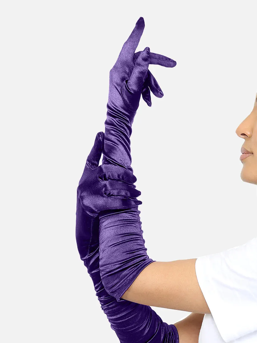 Satin Ruched Top Long Gloves - Elegance in Every Gesture