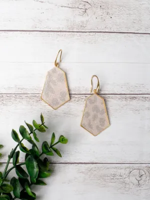 Serving Up Sass Shimmery Grey Leopard Hexagon Earrings