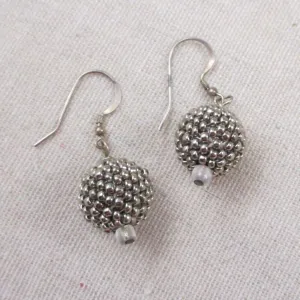 Silver Bead Ball Elegant Drop Earrings