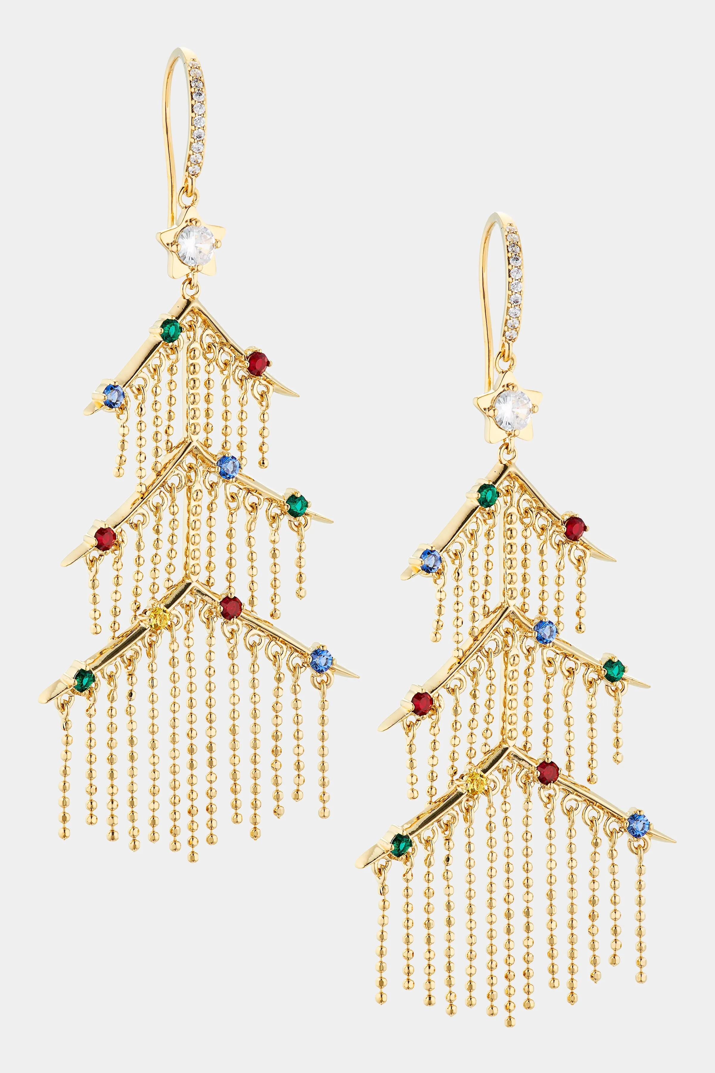 SLEIGH ALL DAY TINSEL TREE CHANDELIER EARRINGS