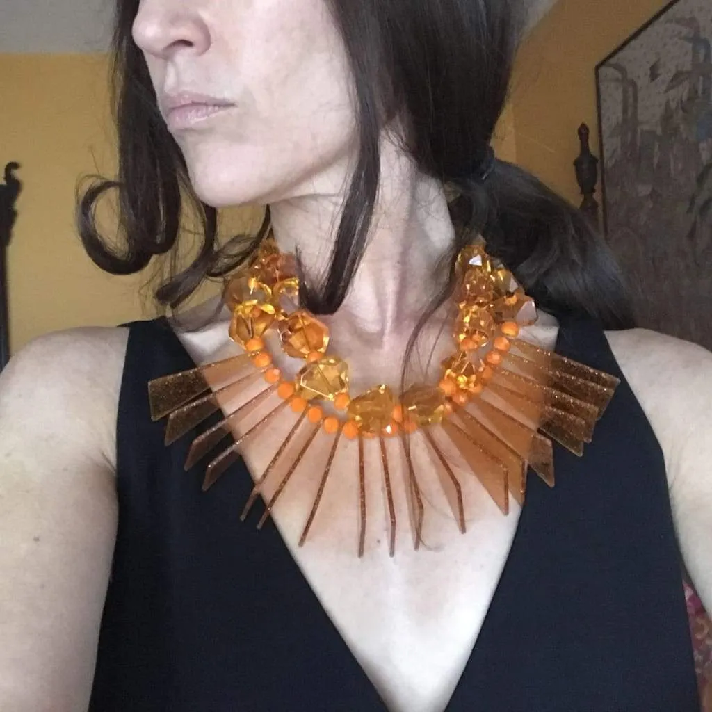 SLICED ORANGE OOAK STATEMENT NECKLACE