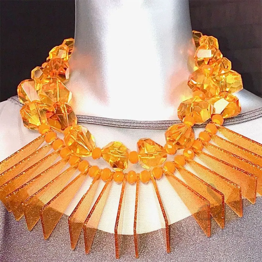 SLICED ORANGE OOAK STATEMENT NECKLACE