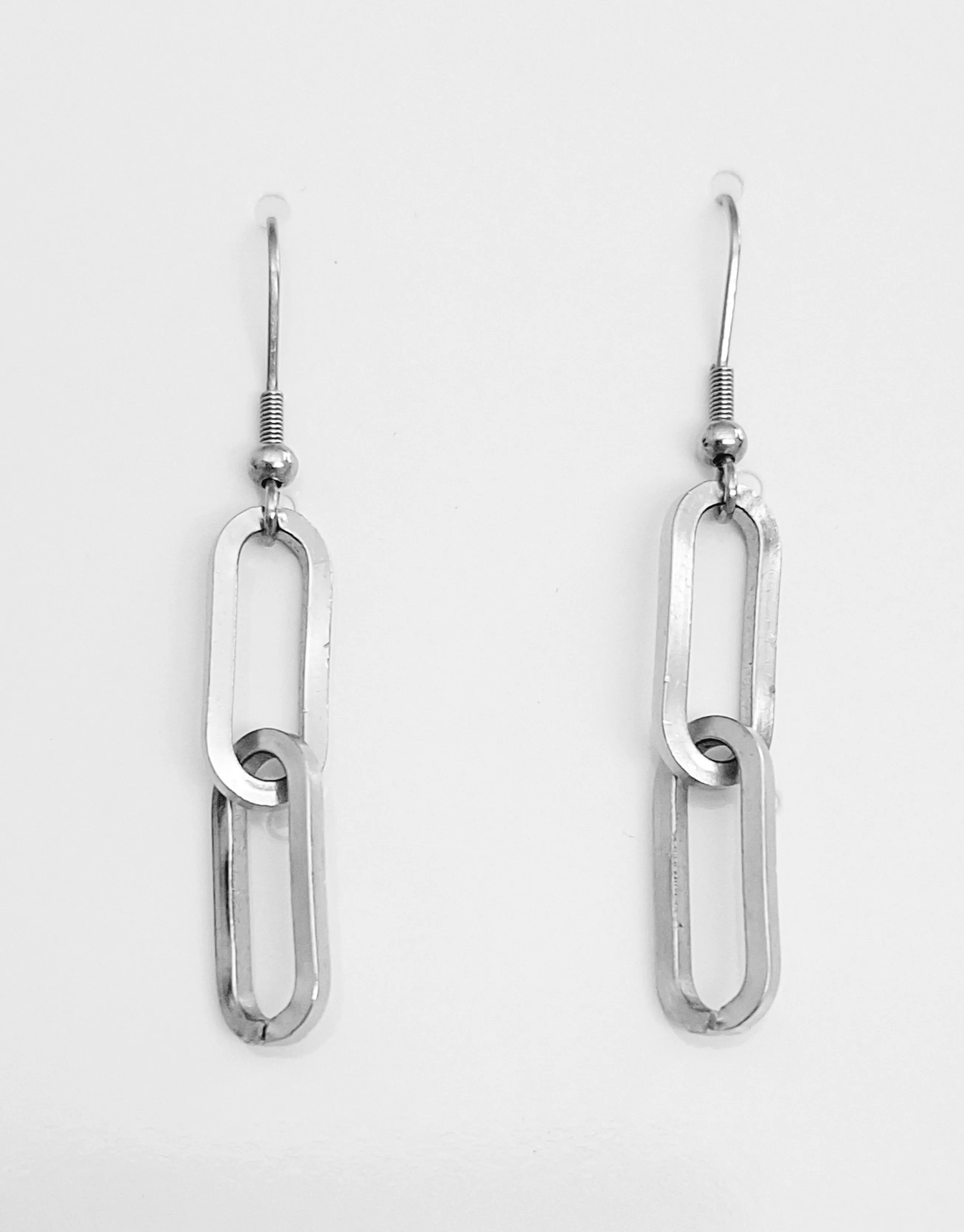 Stainless Steel Paper Clip Hanging Earrings