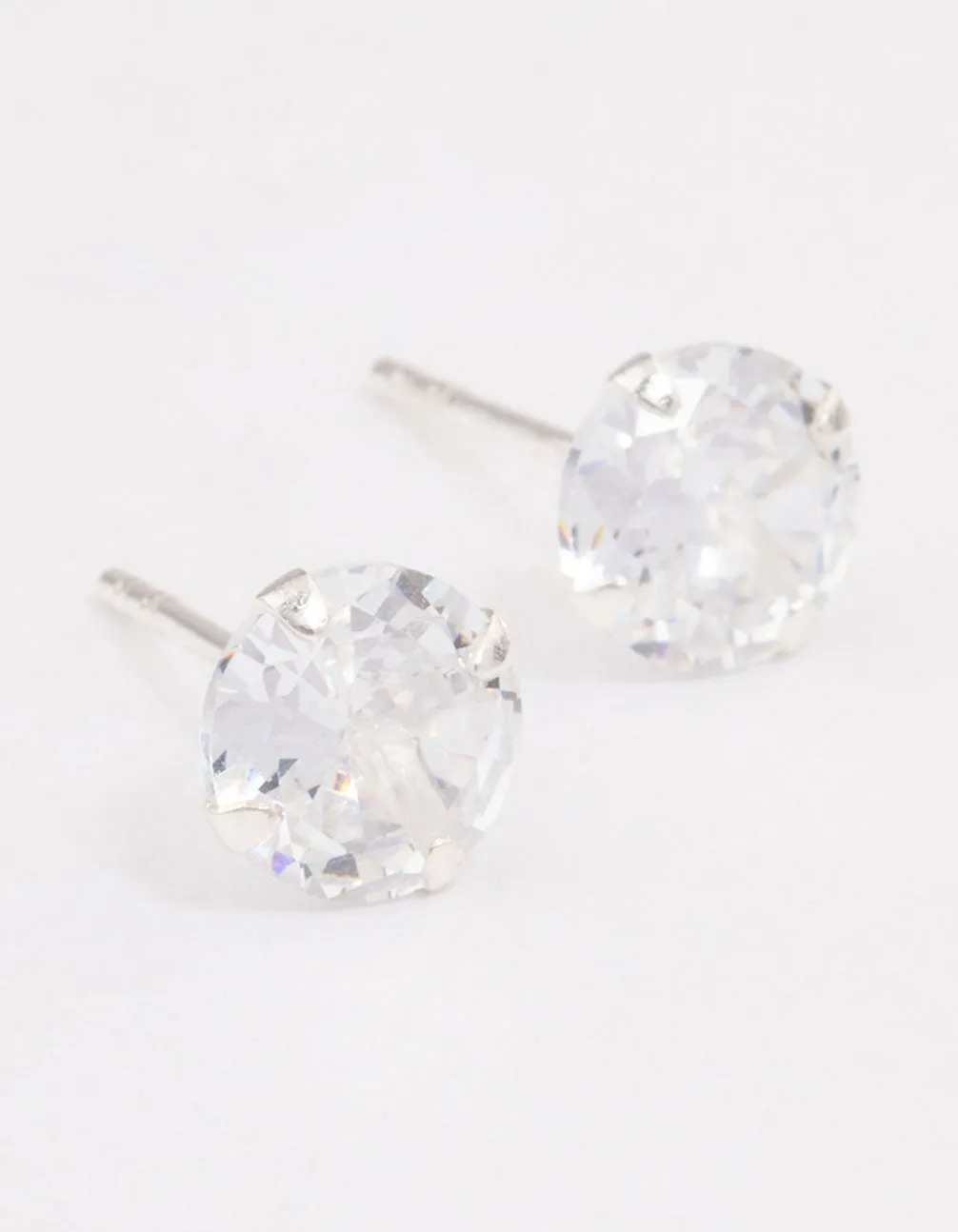 Sterling Silver Cubic Zirconia Simple Stud Earrings