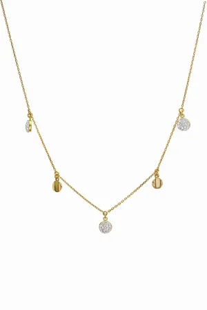 Sterling Silver Gold Plated Crystal Disc Station Necklace