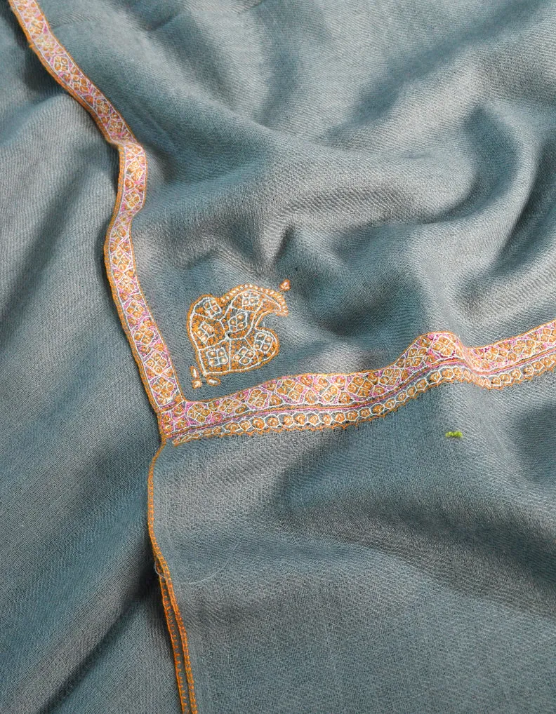 Stone Blue Pashmina Stole with Sozni 5515