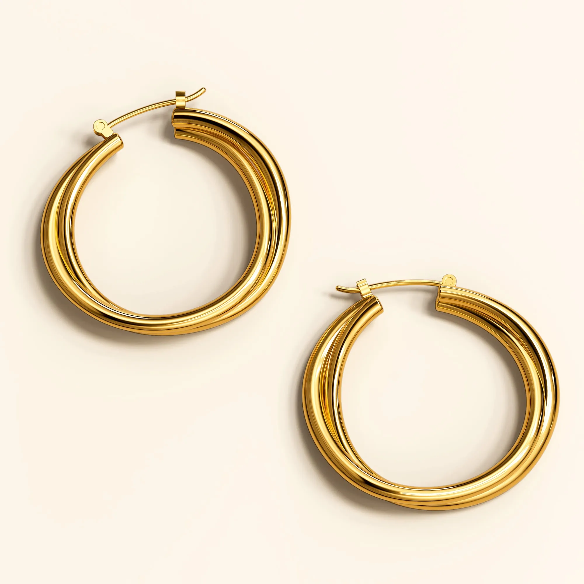 Subtle Hoop Gold Layered Earrings