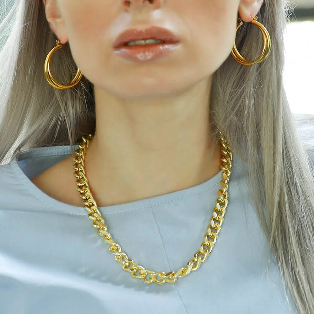 Subtle Hoop Gold Layered Earrings