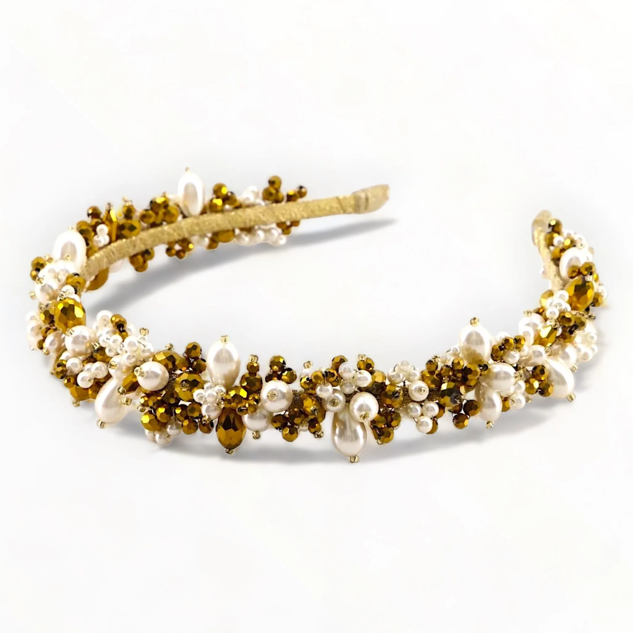 The Sachi Girls hand beaded Pearl & Crystal Headband