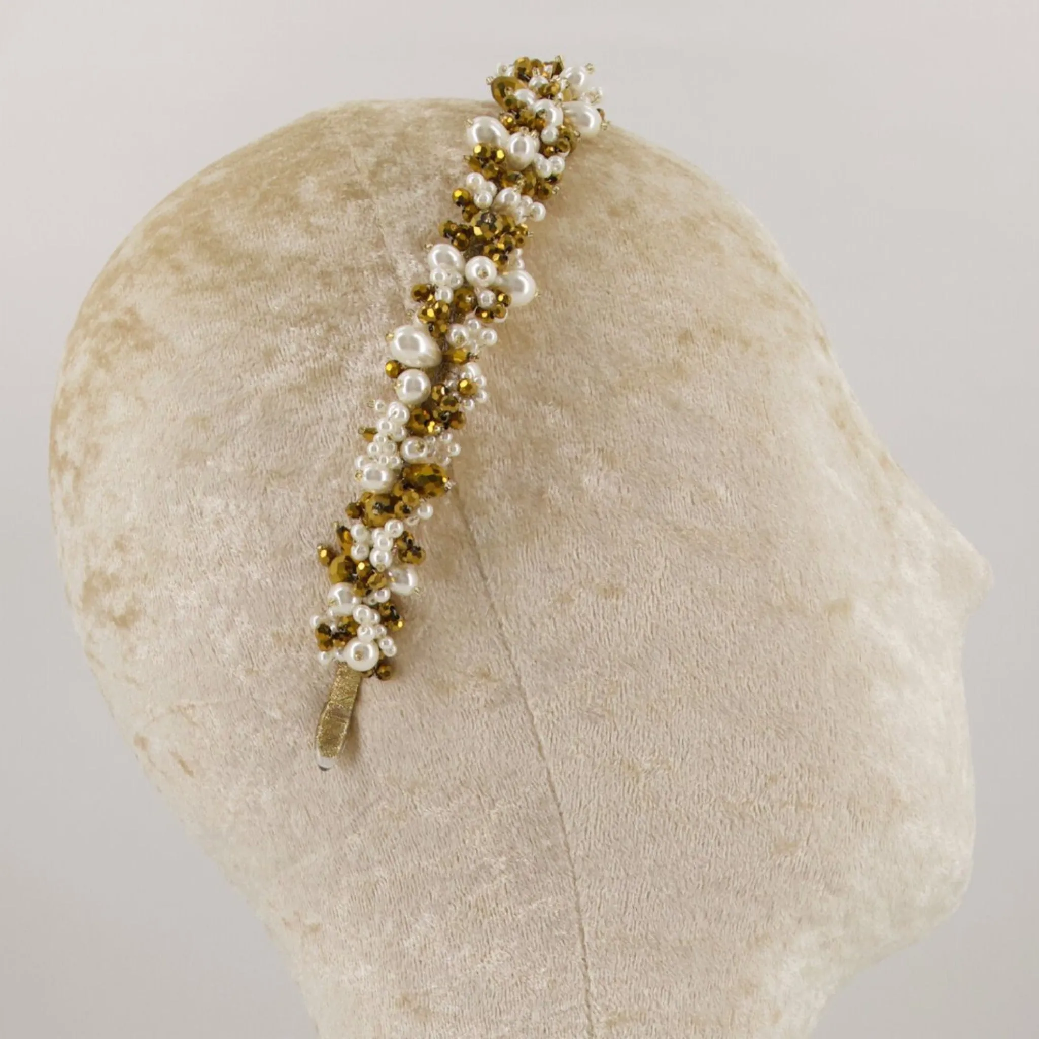 The Sachi Girls hand beaded Pearl & Crystal Headband