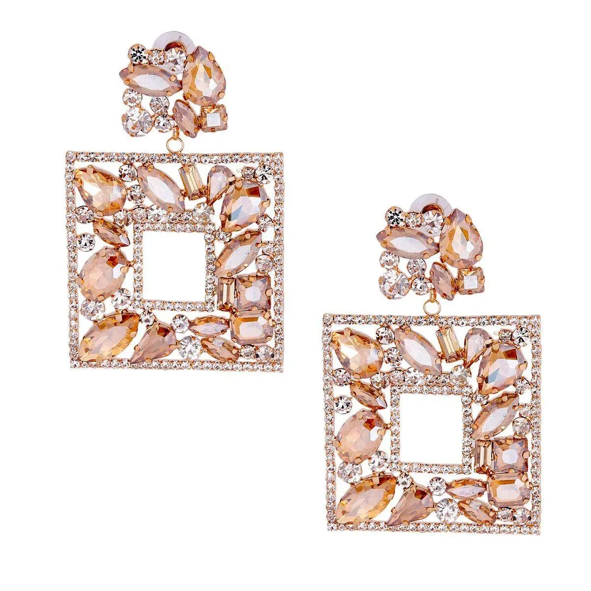 Topaz Brown Open Frame Crystal Earrings Your New Go-To Fashion Jewelry