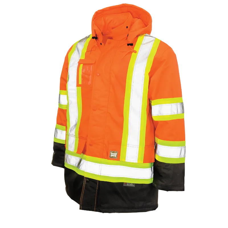 Tough Duck Lined Safety Parka Jacket with Quick Release Hoodie - S176