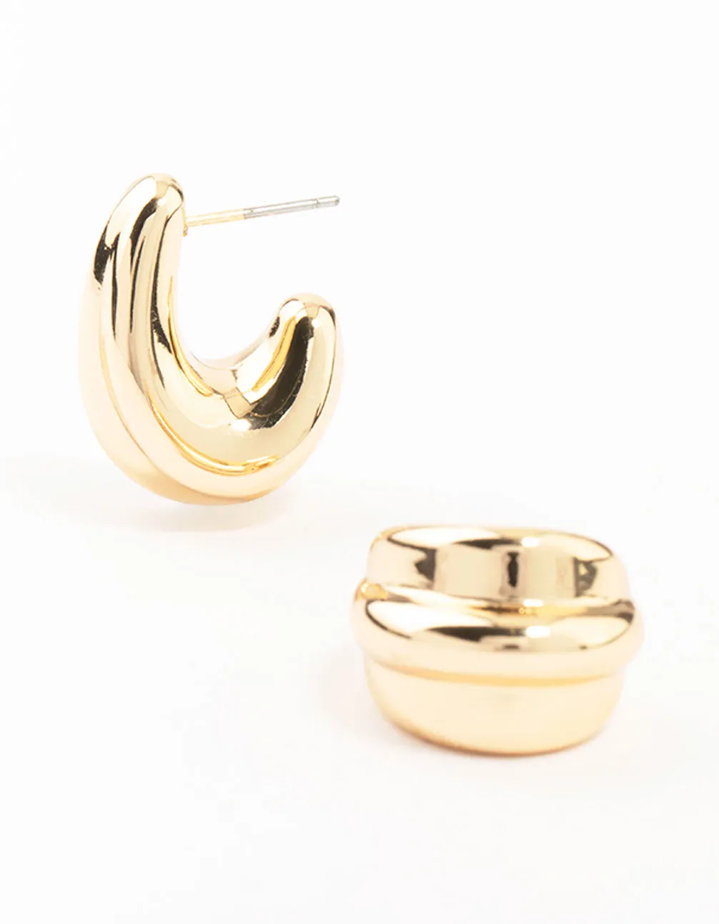 Triple Webbed Gold Hoop Earrings