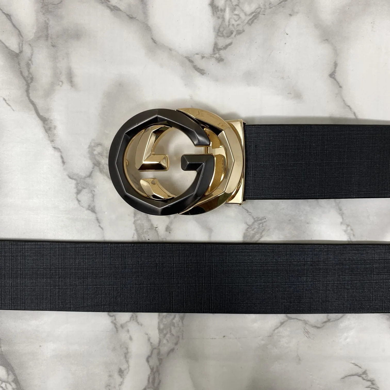 Two Tone Metal Round GG Leather Strap Belt-JonasParamount