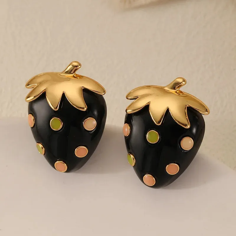 VAIGE Elegant Noir Berry Studs