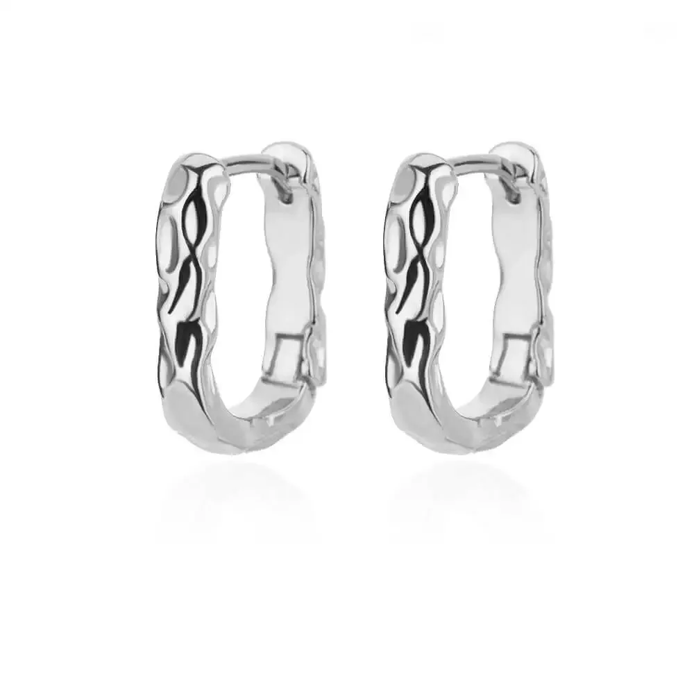 Vintage Elegant Round Stainless Steel Hoop Earrings