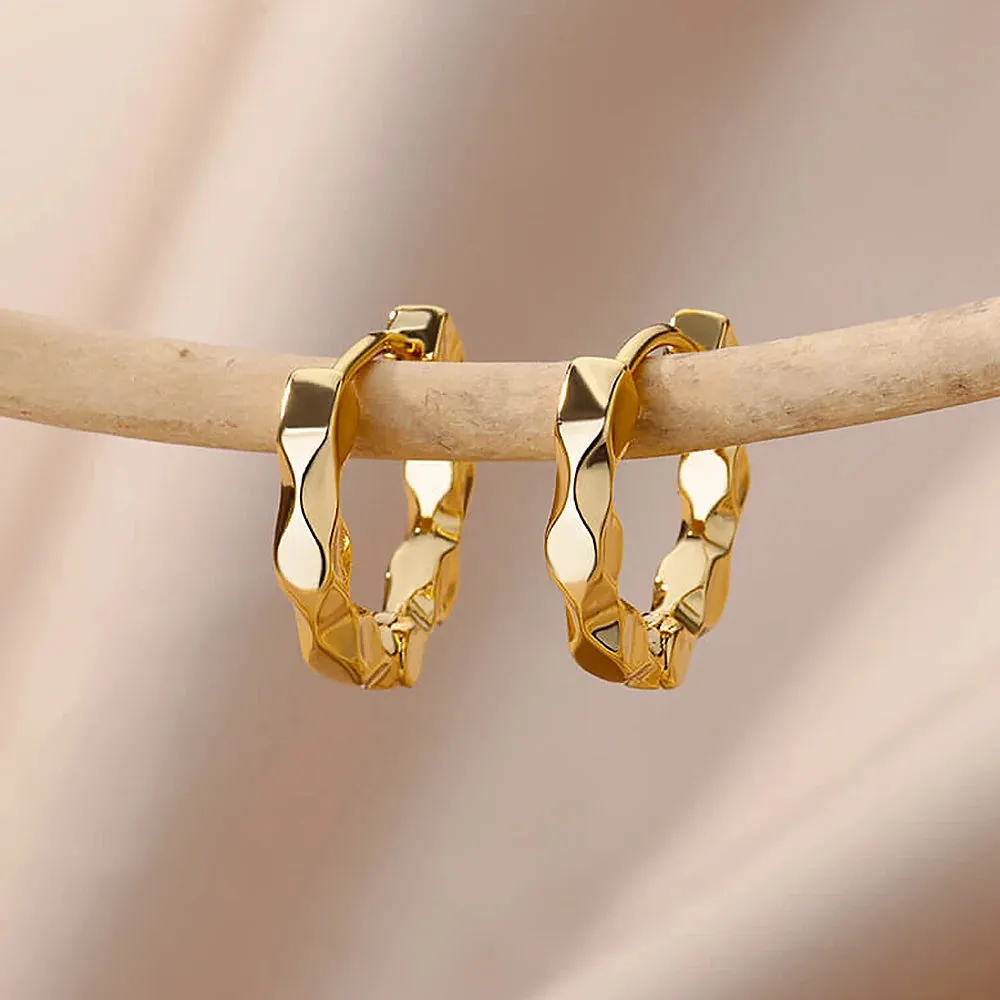 Vintage Elegant Round Stainless Steel Hoop Earrings