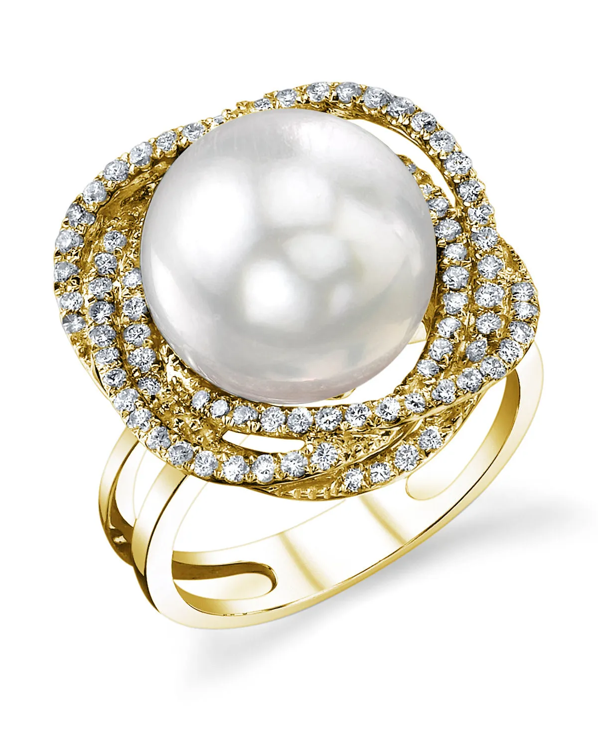 White South Sea Pearl & Diamond Orion Cocktail Ring