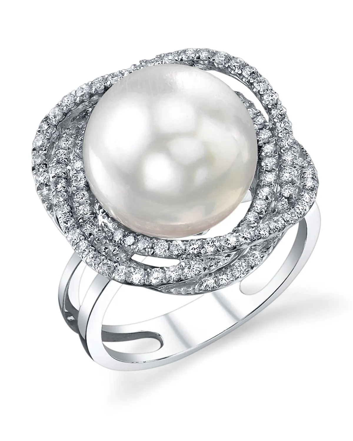 White South Sea Pearl & Diamond Orion Cocktail Ring