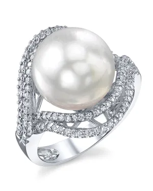 White South Sea Pearl & Diamond Reverence Cocktail Ring