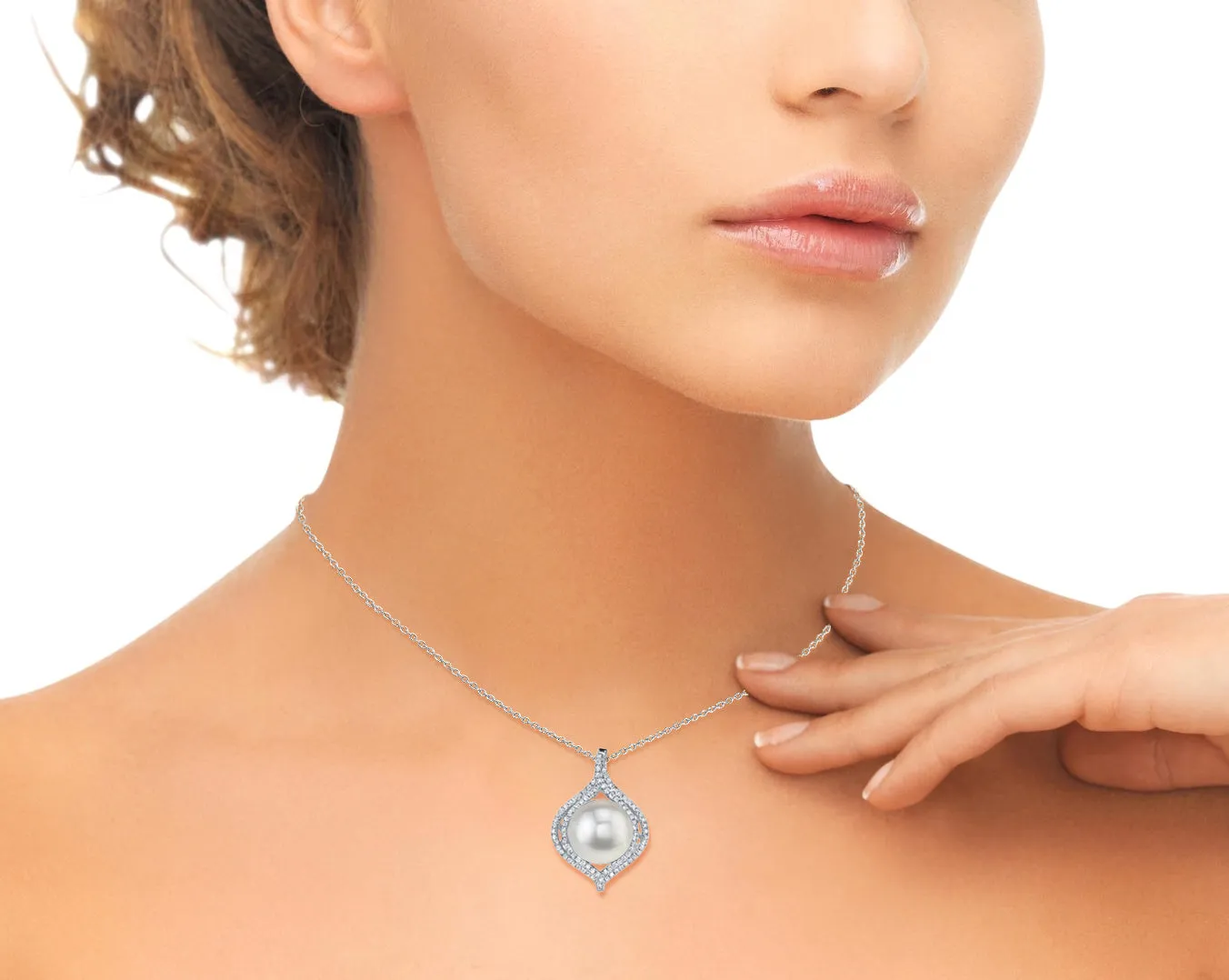 White South Sea Pearl & Diamond Reverence Pendant