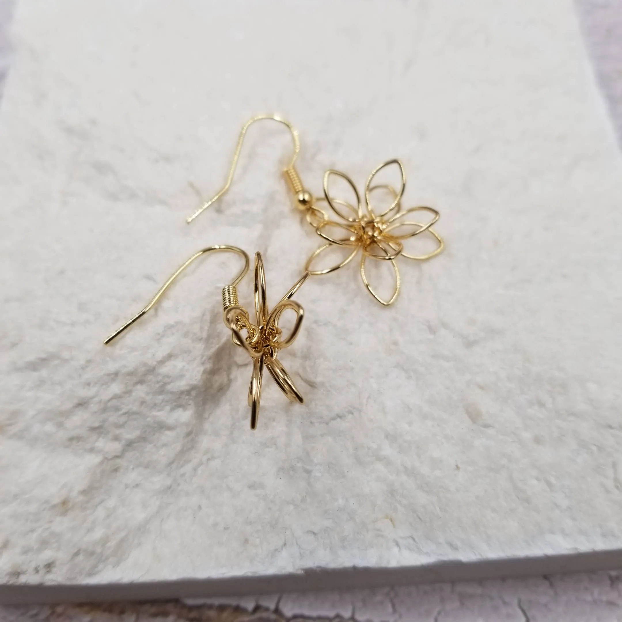 Wrapped Lotus Earrings - Gold Wire