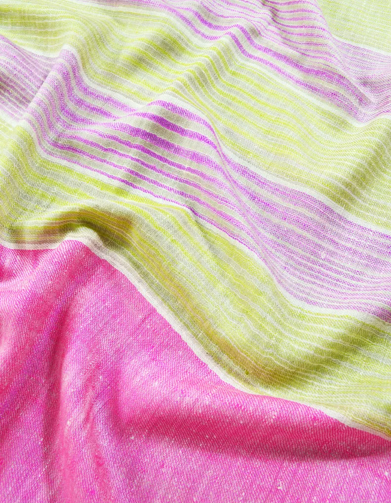 Yellow And Pink striped pashmina stole 8037